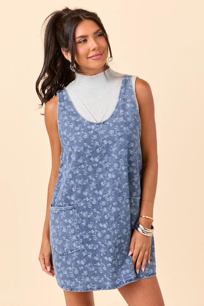 Hazel Floral Denim Mini Dress