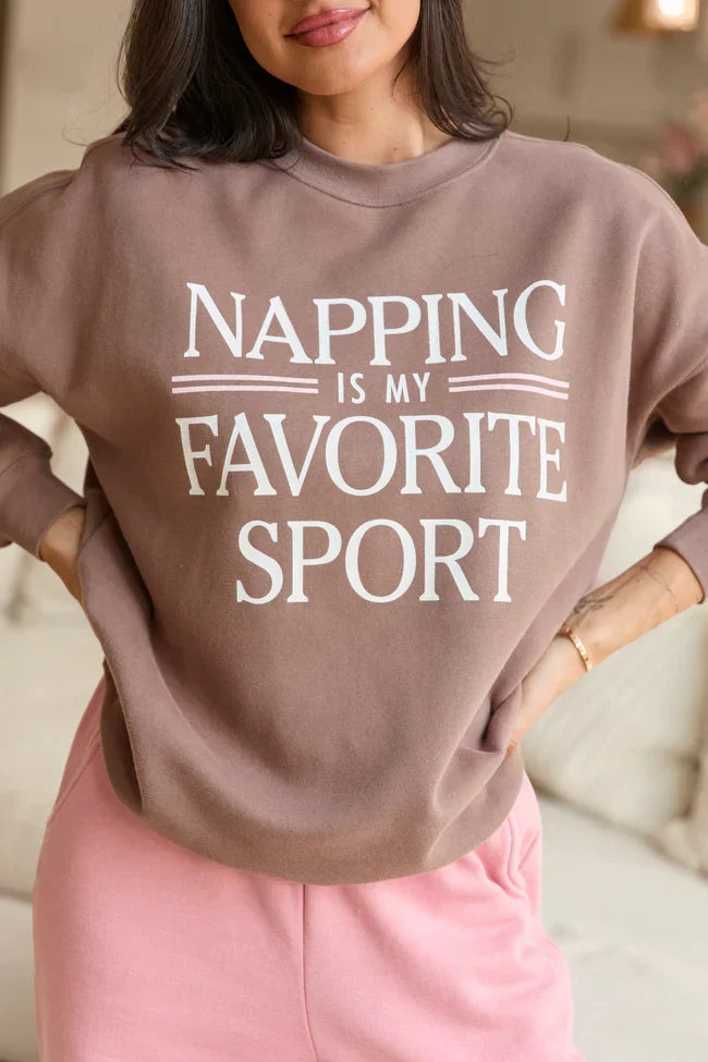 Napping Mocha Graphic Sweatshirt