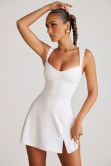 Sweetheart Neckline Mini Dress in White