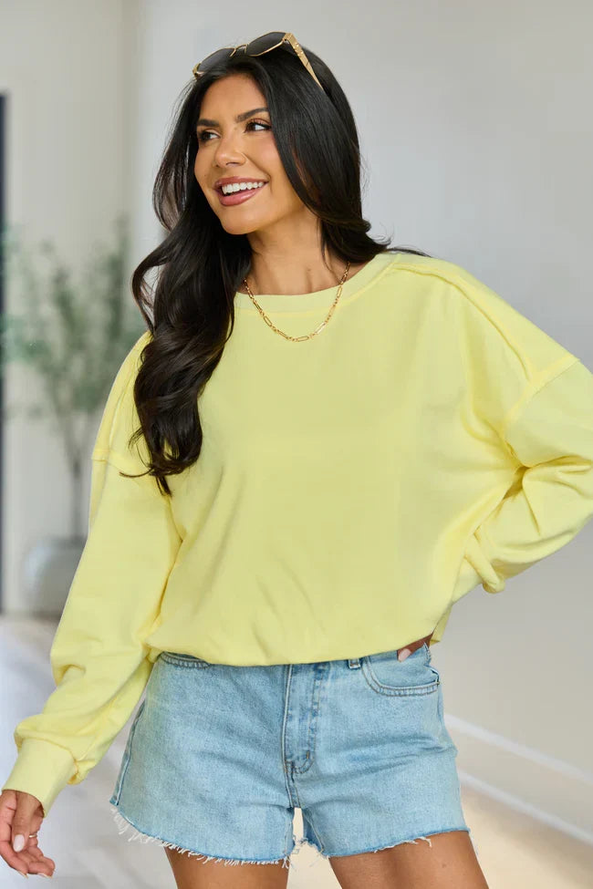 Prestyn Yellow Bubble Long Sleeve Top
