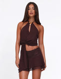 INDIGO MINI SKIRT BROWN CHOCOLATE