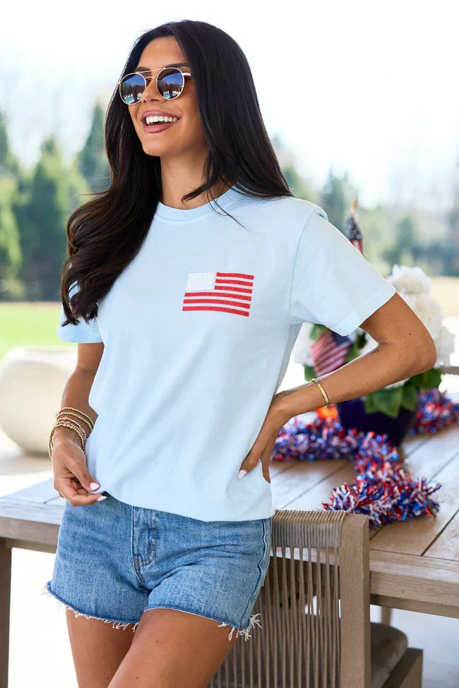 Live Free Light Blue Graphic Tee