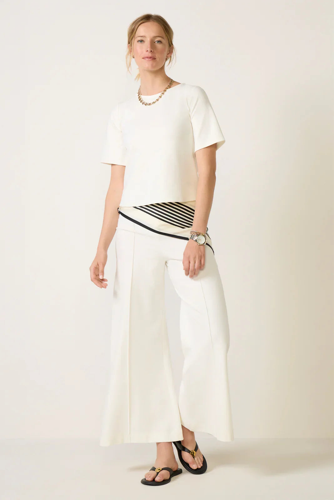 Ponte Knit Short Sleeve Extended Top