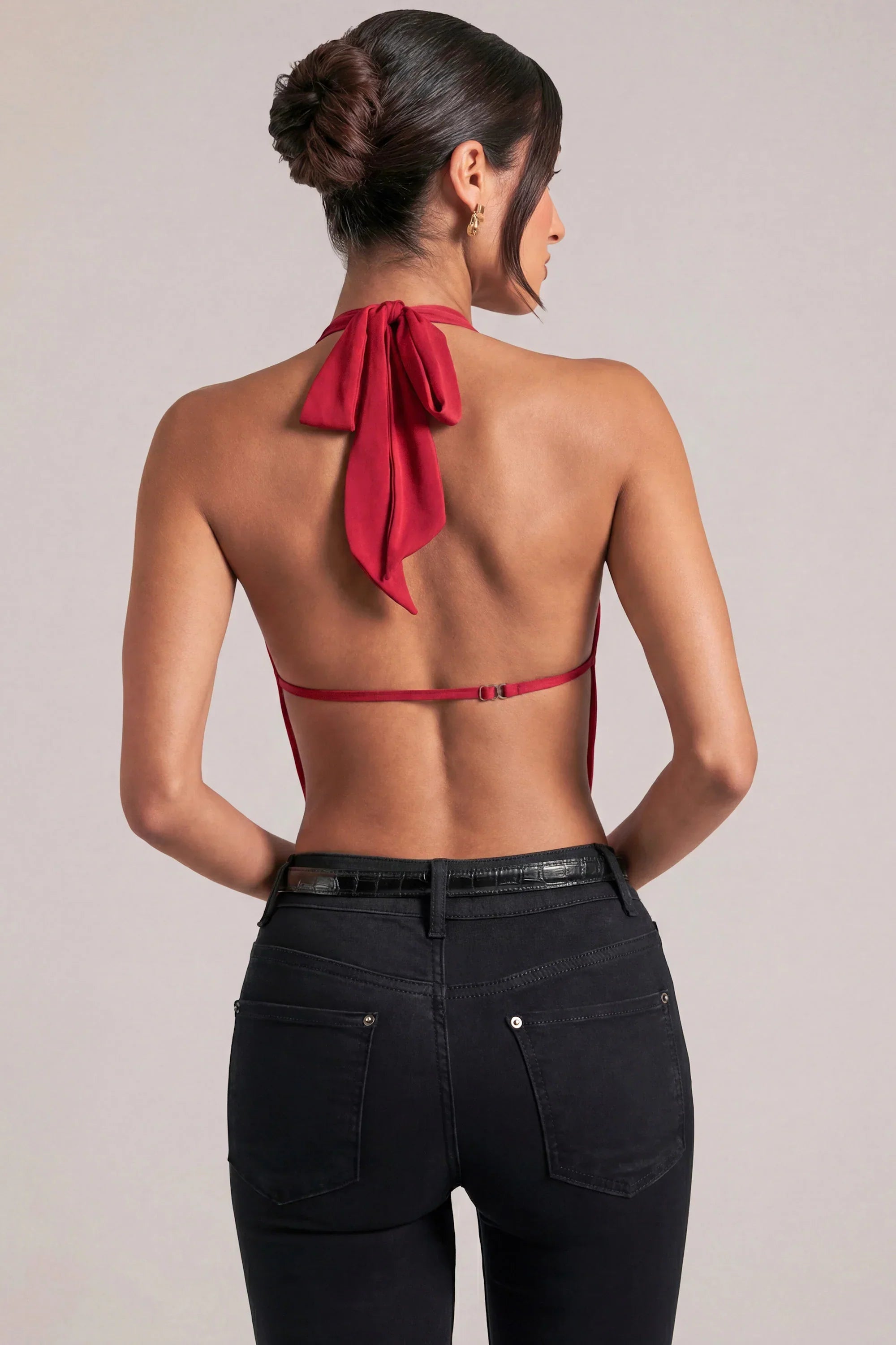 Draped Cowl Top in Cherry Red