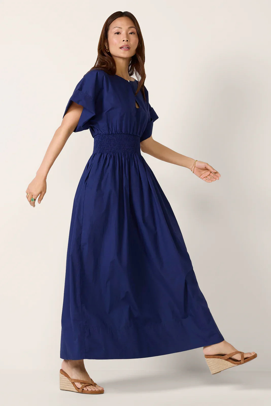 Coastal Poplin Elia Smocked Dress