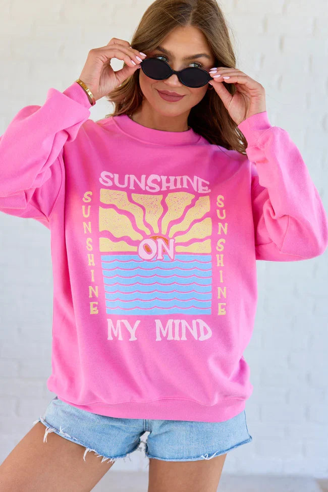 Sunshine On My Mind Pink Graphic Sweatshirt