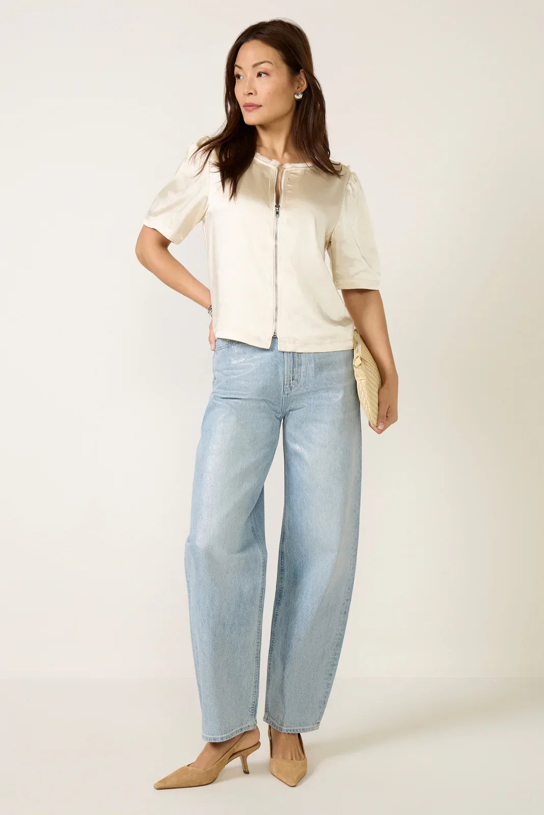 Tilly Satin Zip Up Top
