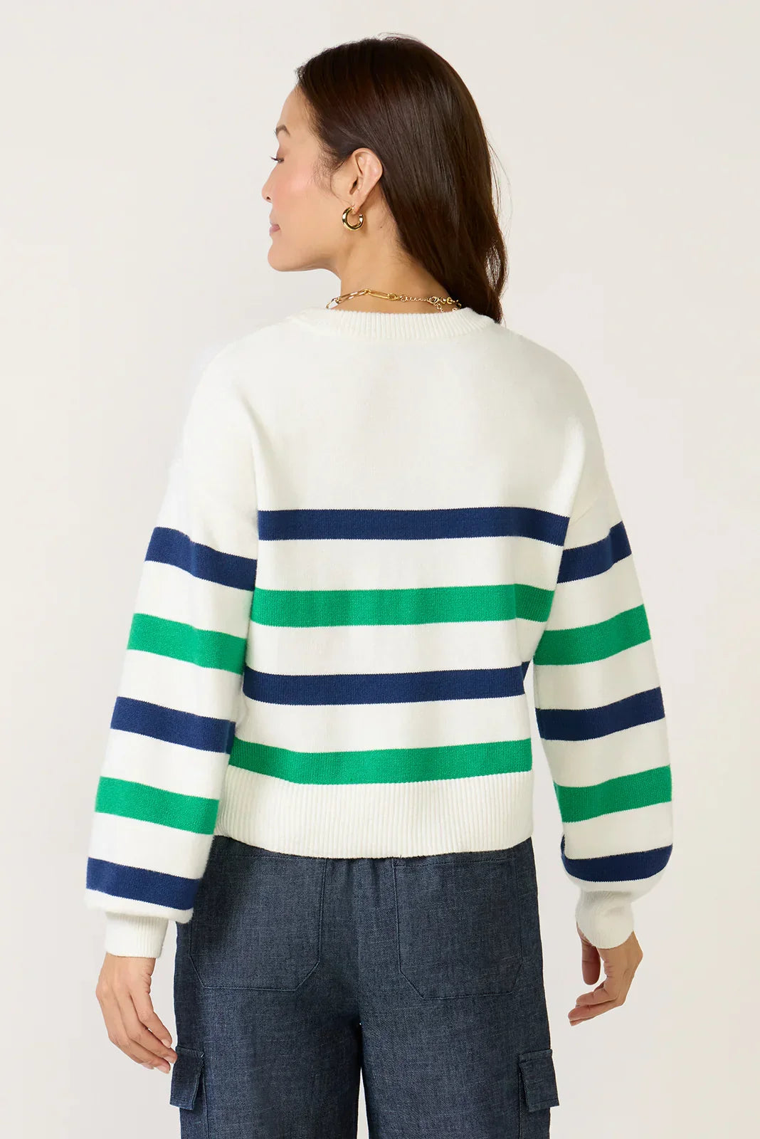 Skye Volume Sleeve Striped Sweater