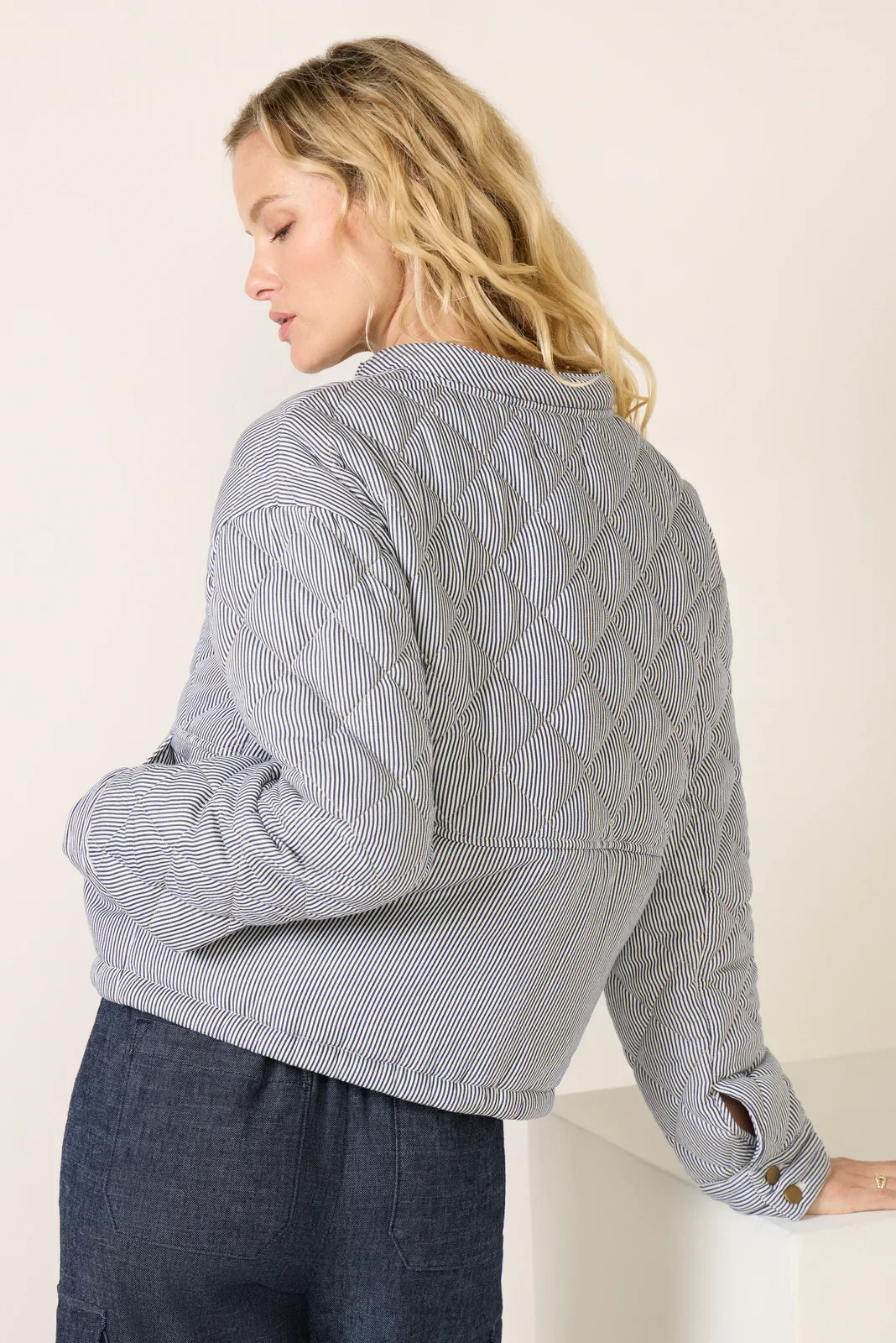 Anya Railroad Stripe Quilted Jacket