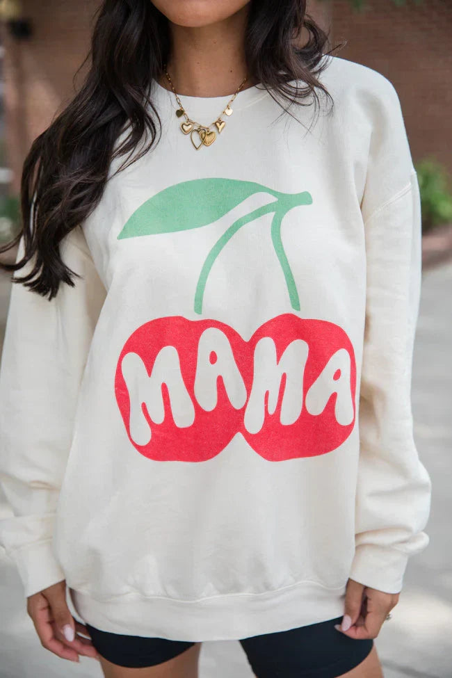 Mama Cherry Cream Graphic Sweatshirt