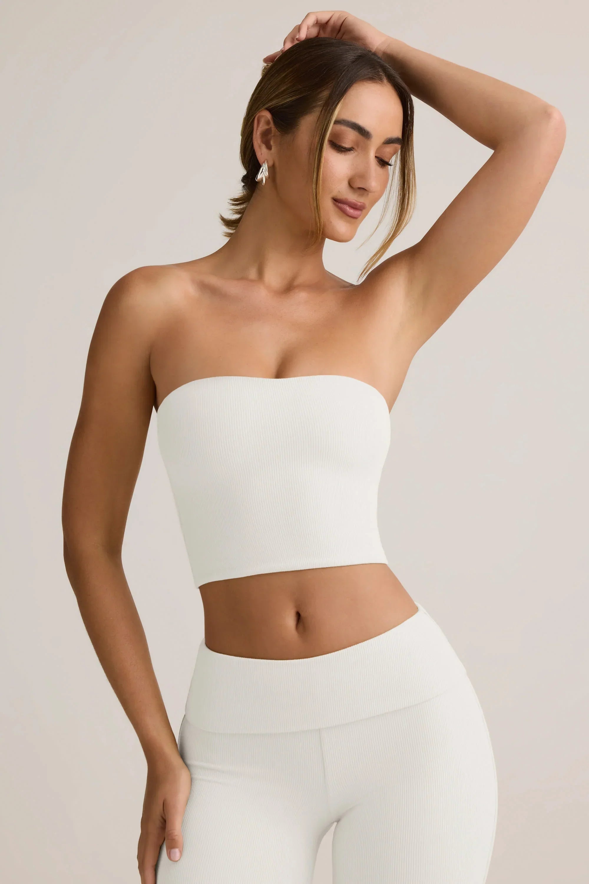 Modal Strapless Crop Top in White