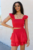 Sweet Talk Red Flutter Shoulder Tank and Skort Set