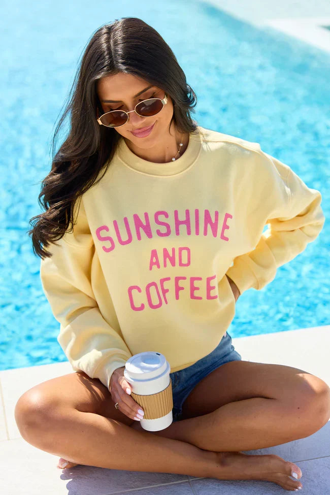 Sunshine And Coffee Yellow Graphic Sweatshirt