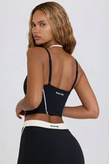 Soft Active Layered Cropped Tank Top in Black