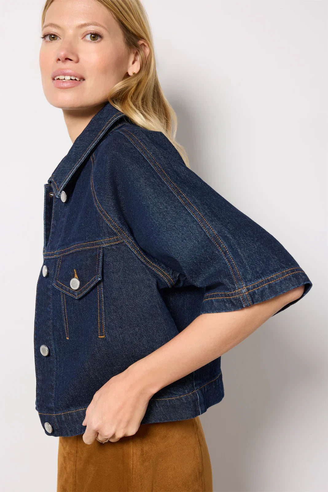 Short Sleeve Button Front Jacket