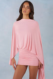 Draped Cape Mini Dress in Blush Pink