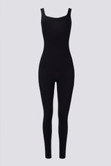 Soft Active Backless Jumpsuit in Black