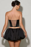 Bubble Hem Micro Mini Skirt in Black