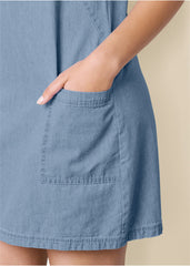 Chambray Mini Dress Light Wash