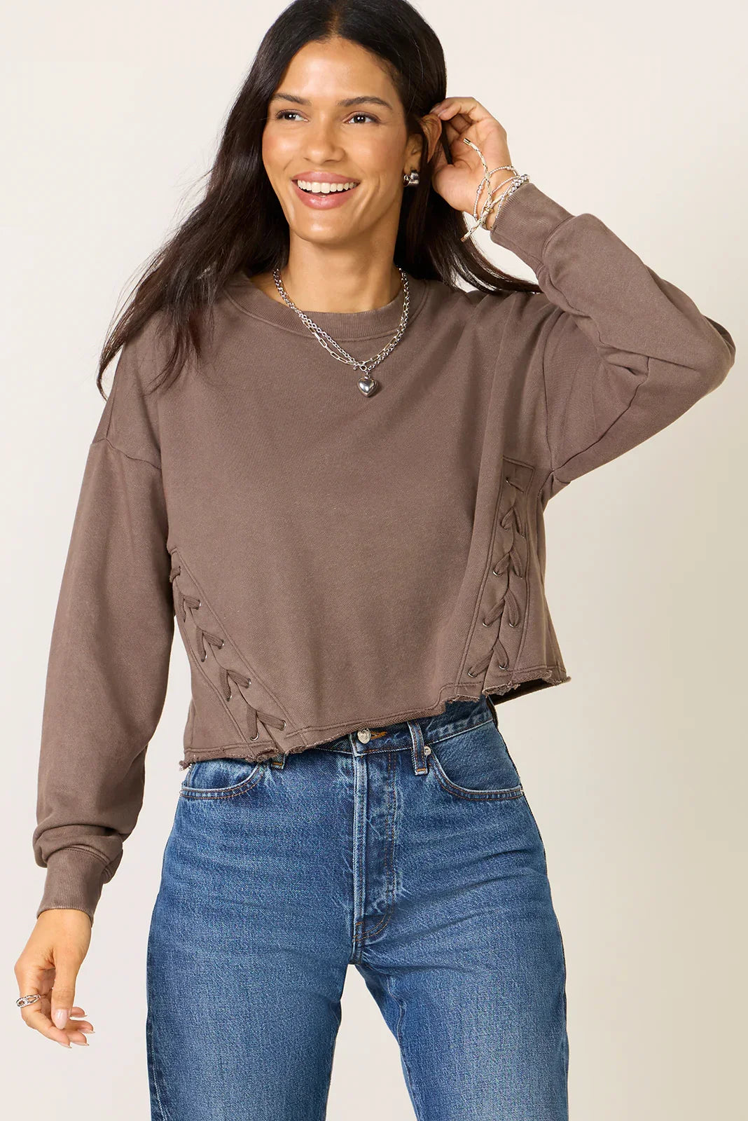 Amelia Side Lace Up Sweatshirt