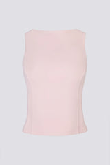 Soft Active Boat Neck Open Back Tank Top in Ballet Pink