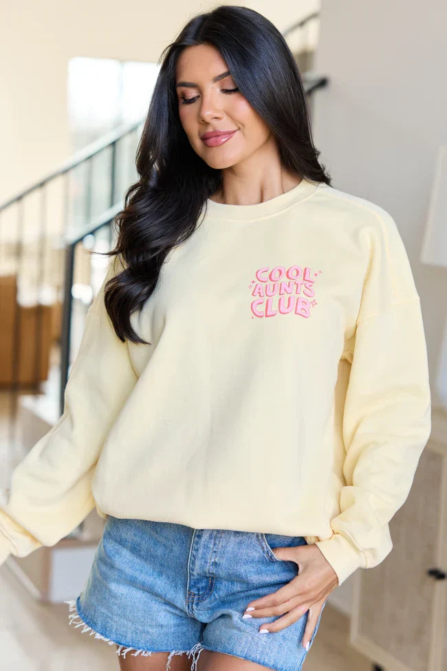 Cool Aunts Club Yellow Graphic Sweatshirt