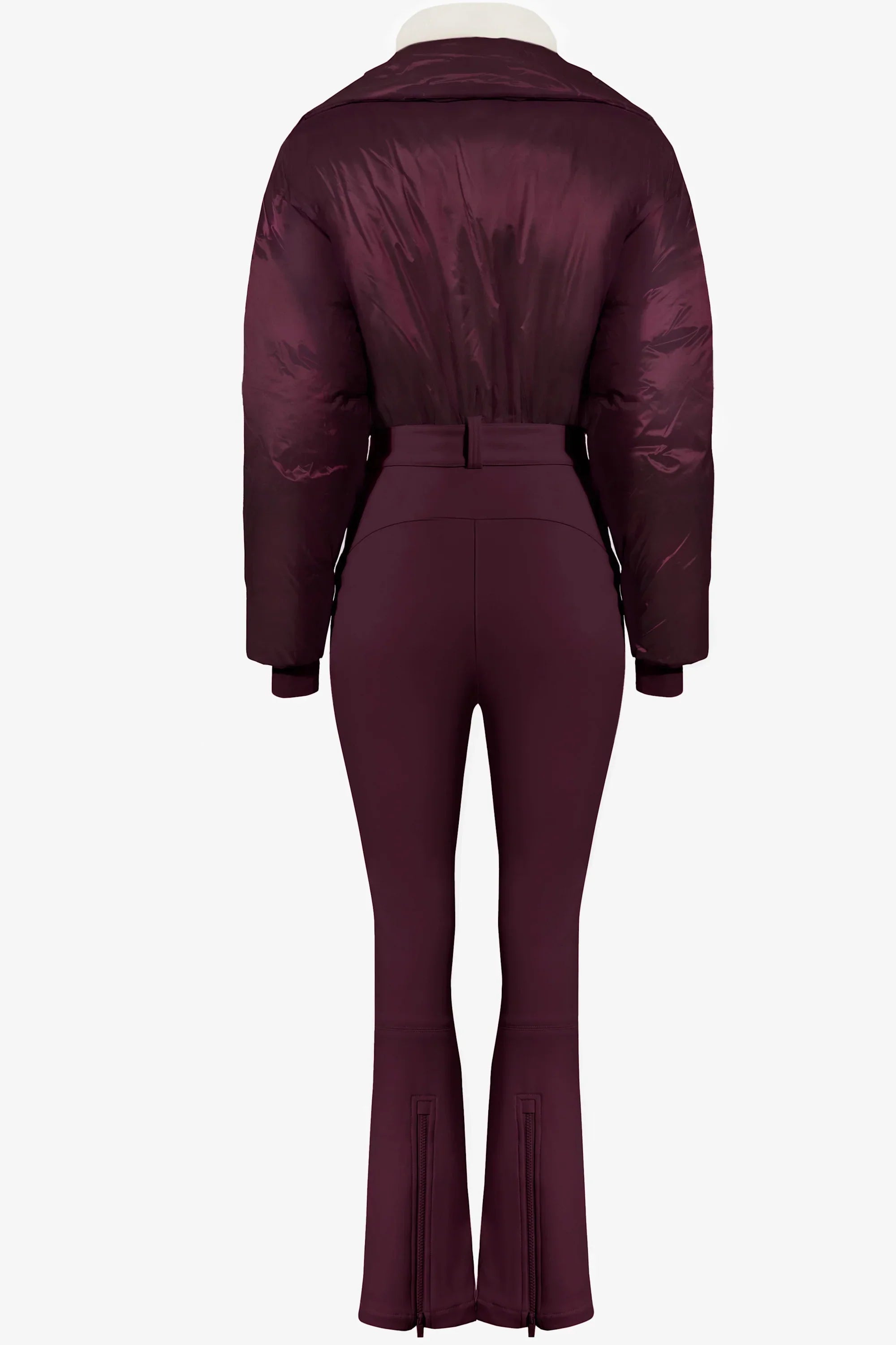 Waterproof Belted Layered Ski Suit in Burgundy