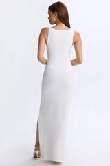 Modal Plunge Cut Out Maxi Dress in White