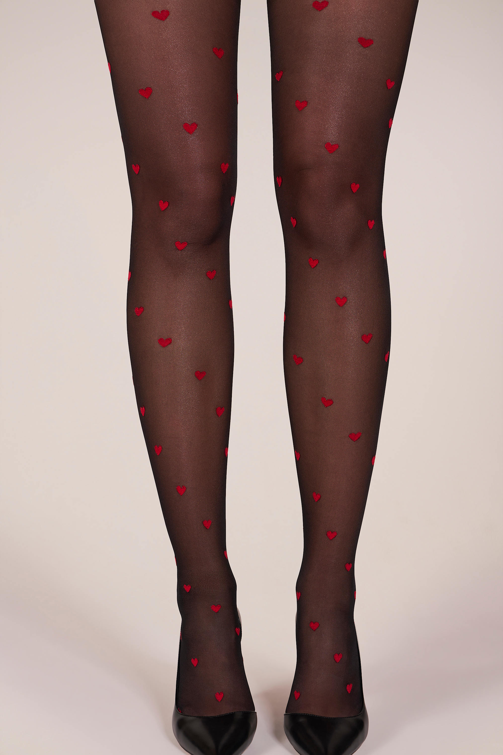 Loveheart Print Tights in Black